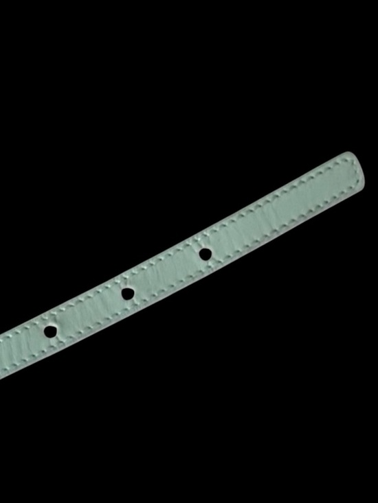 Light Aqua Green Skinny Leather Belt with Jeweled Crystal Buckle main image 4